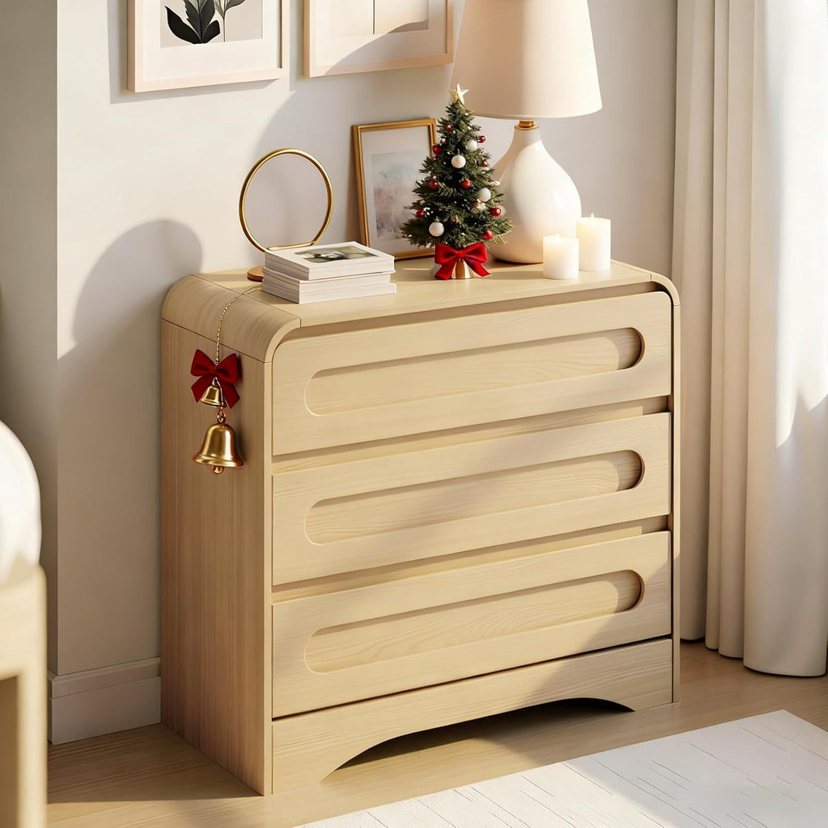3 Drawer Dressers for Bedroom, 32" Wide Wood Storage Dresser Chest of Drawers Organizer