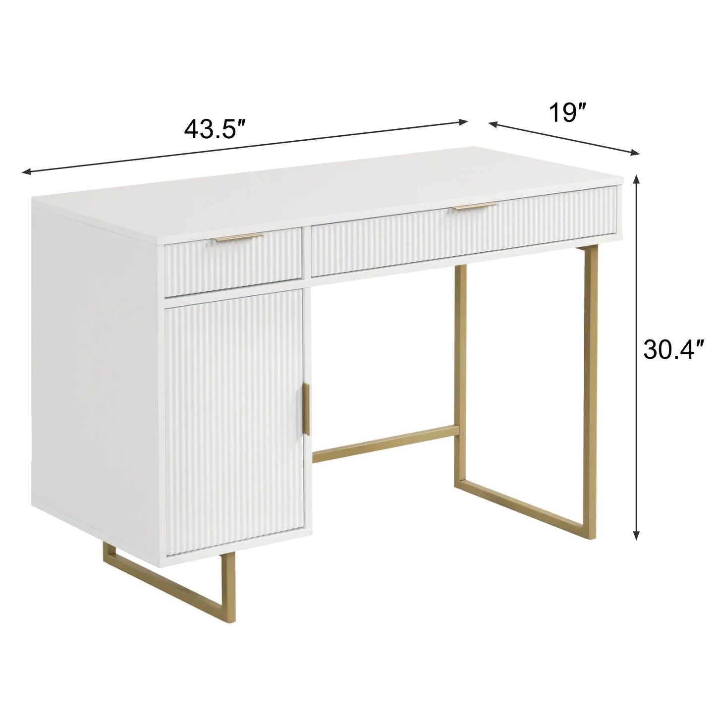 SOLACE FURNITURE White Computer Desk with 2 Drawers and 1 Cabinet Storage, Modern Home Office Writing Table
