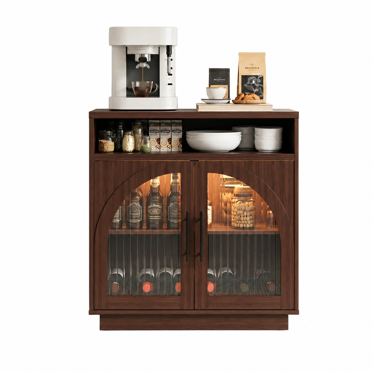 Sideboard Buffet Cabinet with Removable Wine Rack, Coffee Bar Cabinet with Open Shelf