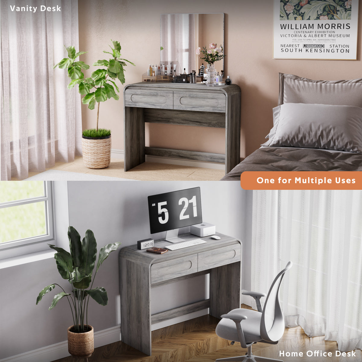 Vanity Desk with 2 Drawers, Modern Makeup Vanity Table with Storage