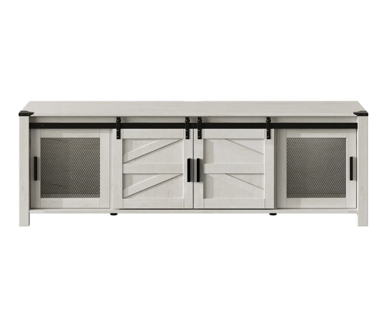 Farmhouse TV Stand with Sliding Barn Doors for TVs Up to 75", Media Console Table for Living Room