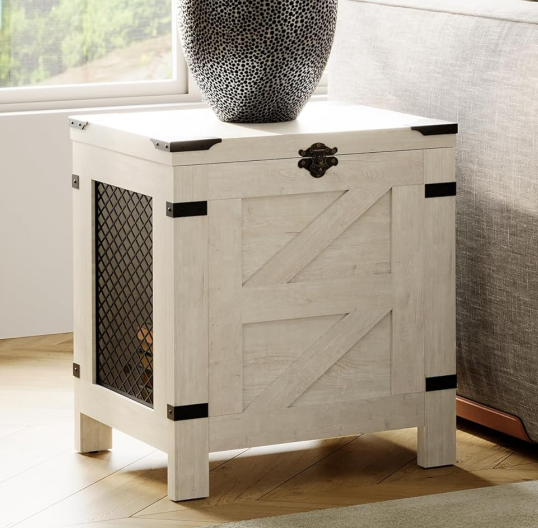 Small Space Side Table, Lift Top End Table, Rustic Nightstand with Storage Cabinet & Lock