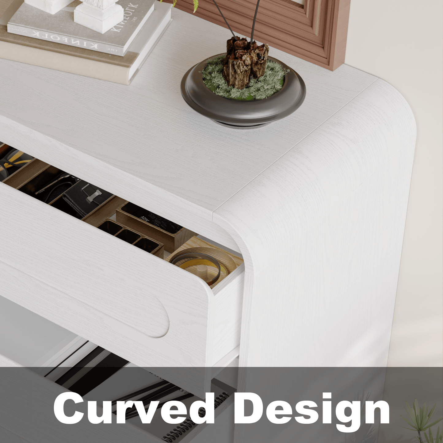 SOLACE FURNITURE 44" Tall 6 Dressers Drawers with Pre-installed Slides, Modern Wood Closet Storage Dressers