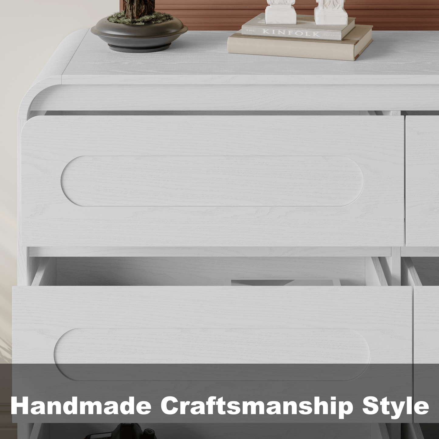 SOLACE FURNITURE 44" Tall 6 Dressers Drawers with Pre-installed Slides, Modern Wood Closet Storage Dressers