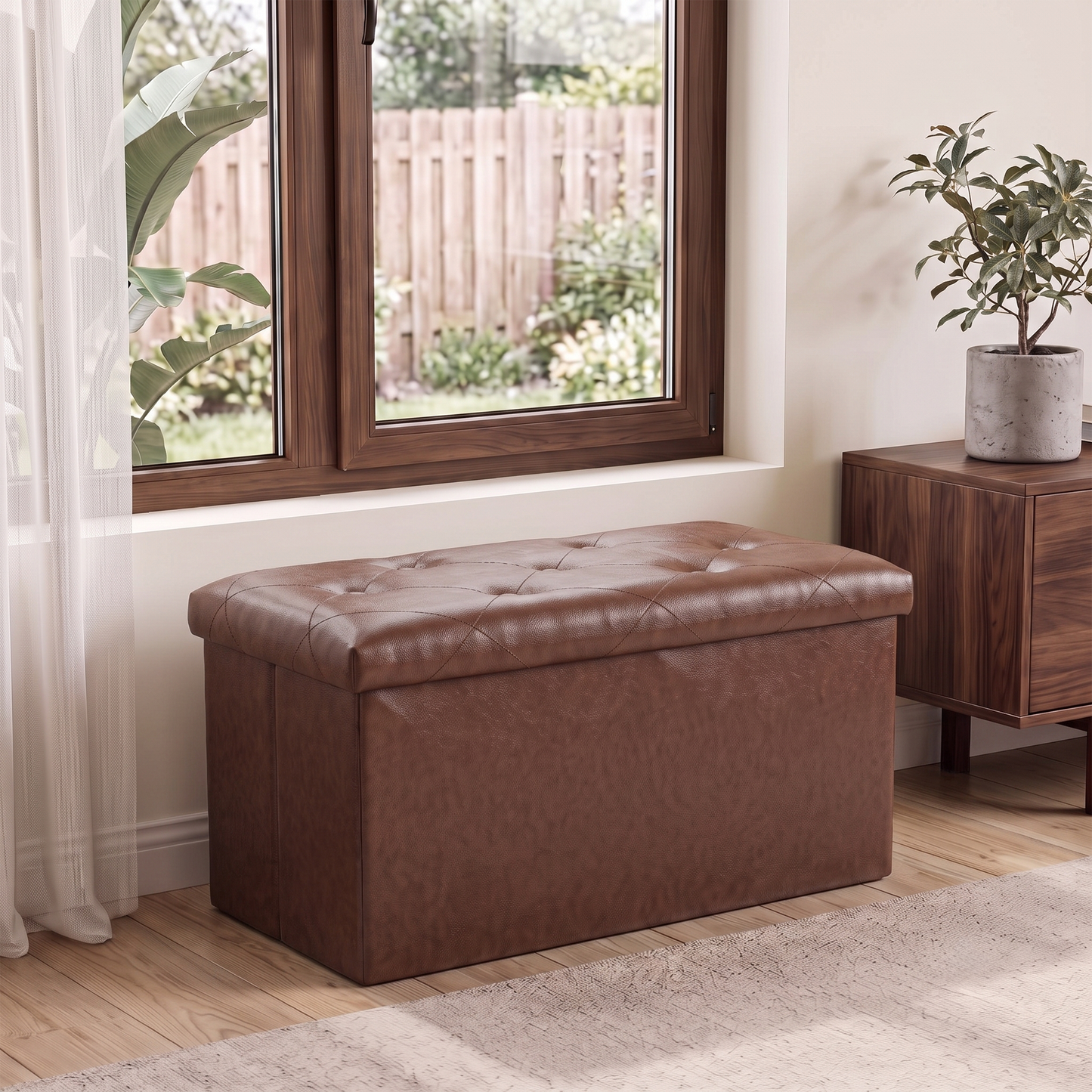 SOLACE FURNITURE Upholstered Bench with Storage, Foot Rest, Storage Chest for Living Room, Entryway