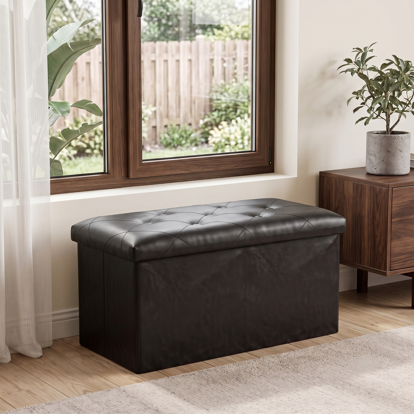 SOLACE FURNITURE Upholstered Bench with Storage, Foot Rest, Storage Chest for Living Room, Entryway