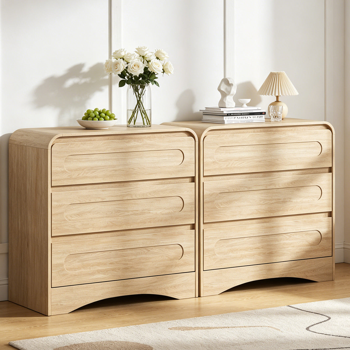 3 Drawer Dressers for Bedroom, 32" Wide Wood Storage Dresser Chest of Drawers Organizer