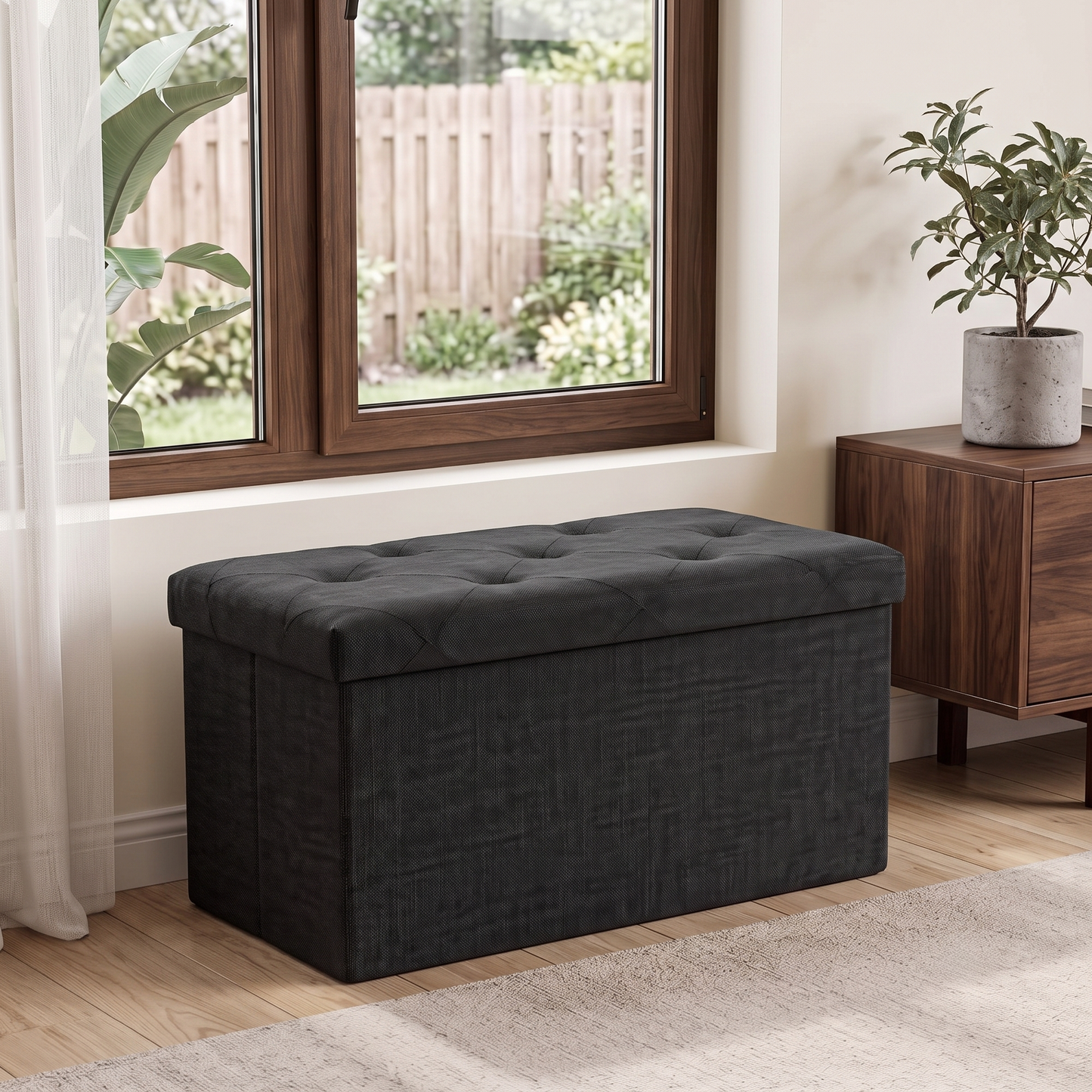 SOLACE FURNITURE Upholstered Bench with Storage, Foot Rest, Storage Chest for Living Room, Entryway