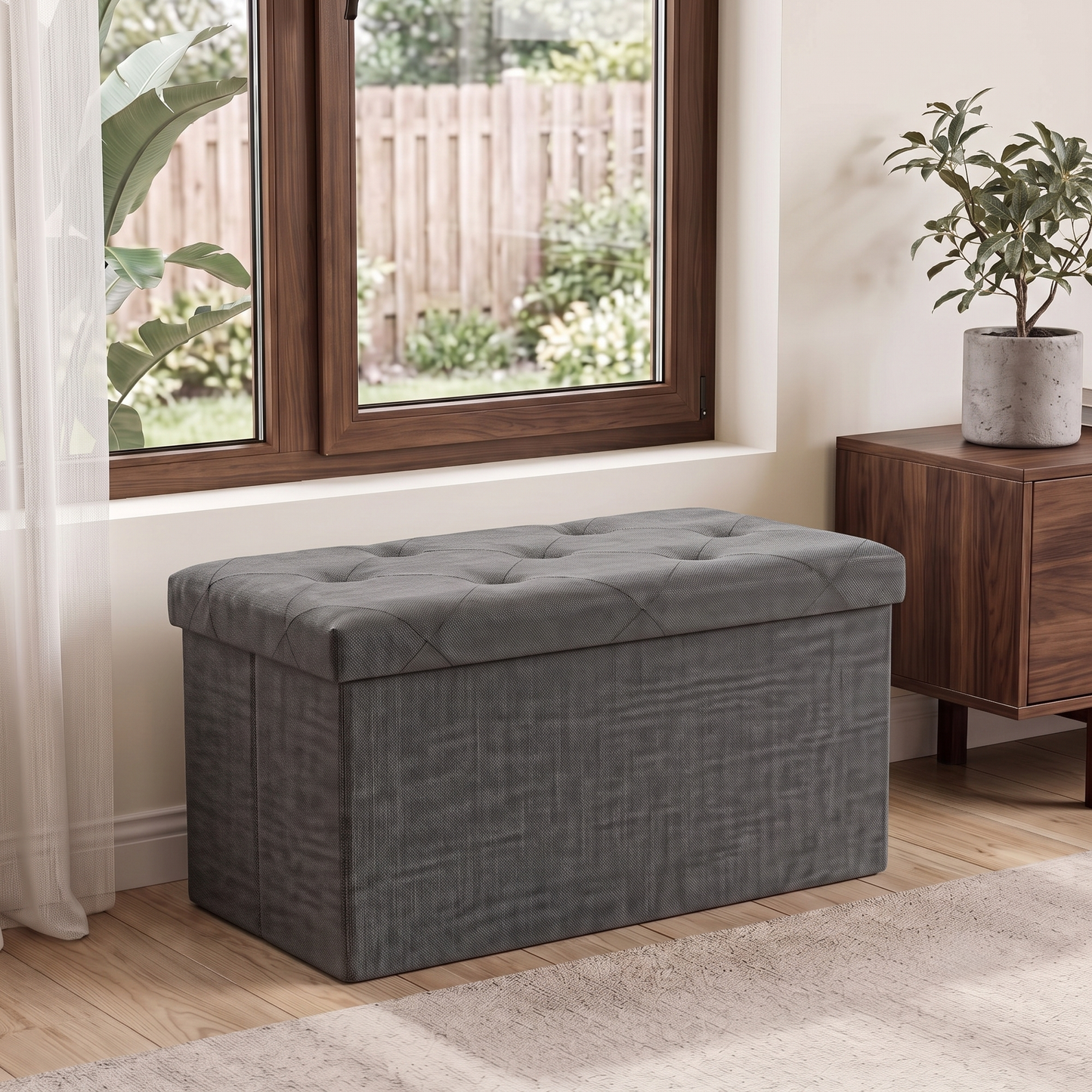 SOLACE FURNITURE Upholstered Bench with Storage, Foot Rest, Storage Chest for Living Room, Entryway