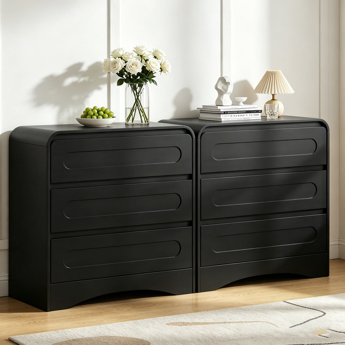 3 Drawer Dressers for Bedroom, 32" Wide Wood Storage Dresser Chest of Drawers Organizer