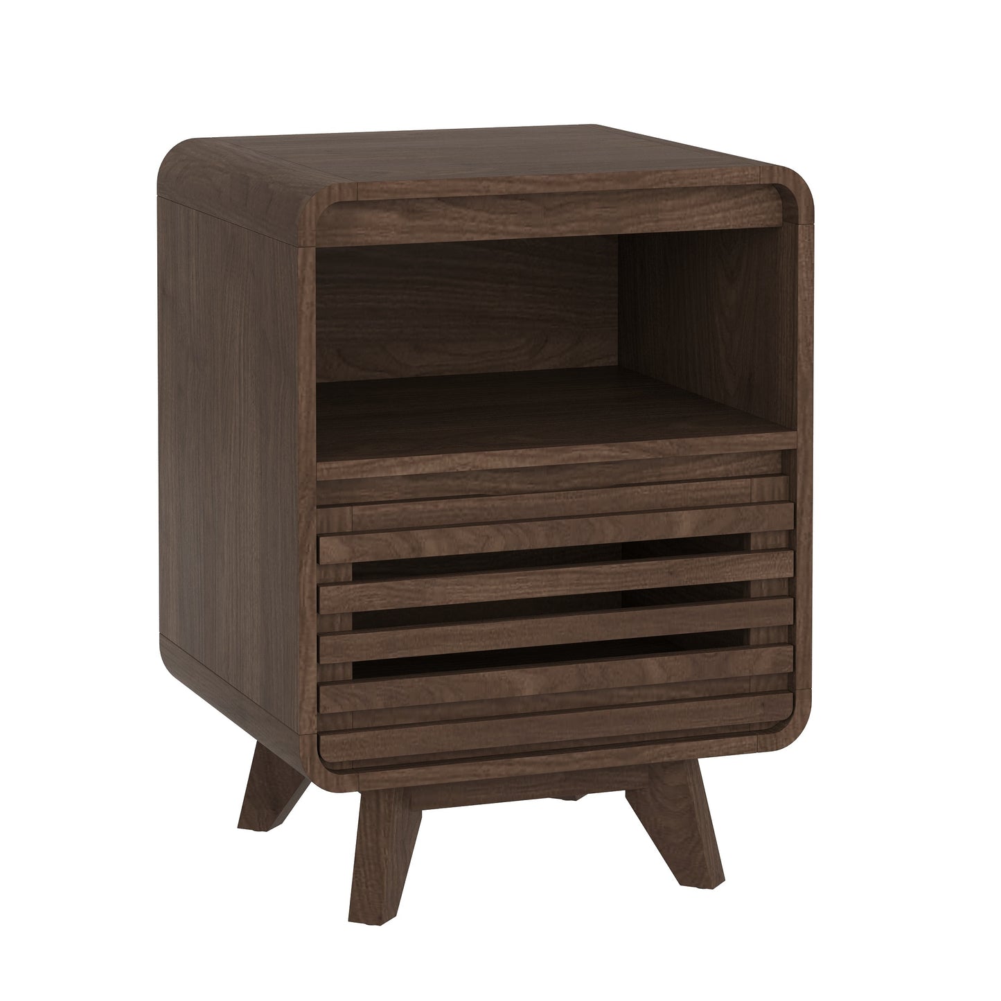 SOLACE FURNITURE Nightstand with Drawer Storage, Grille Bed Side Table
