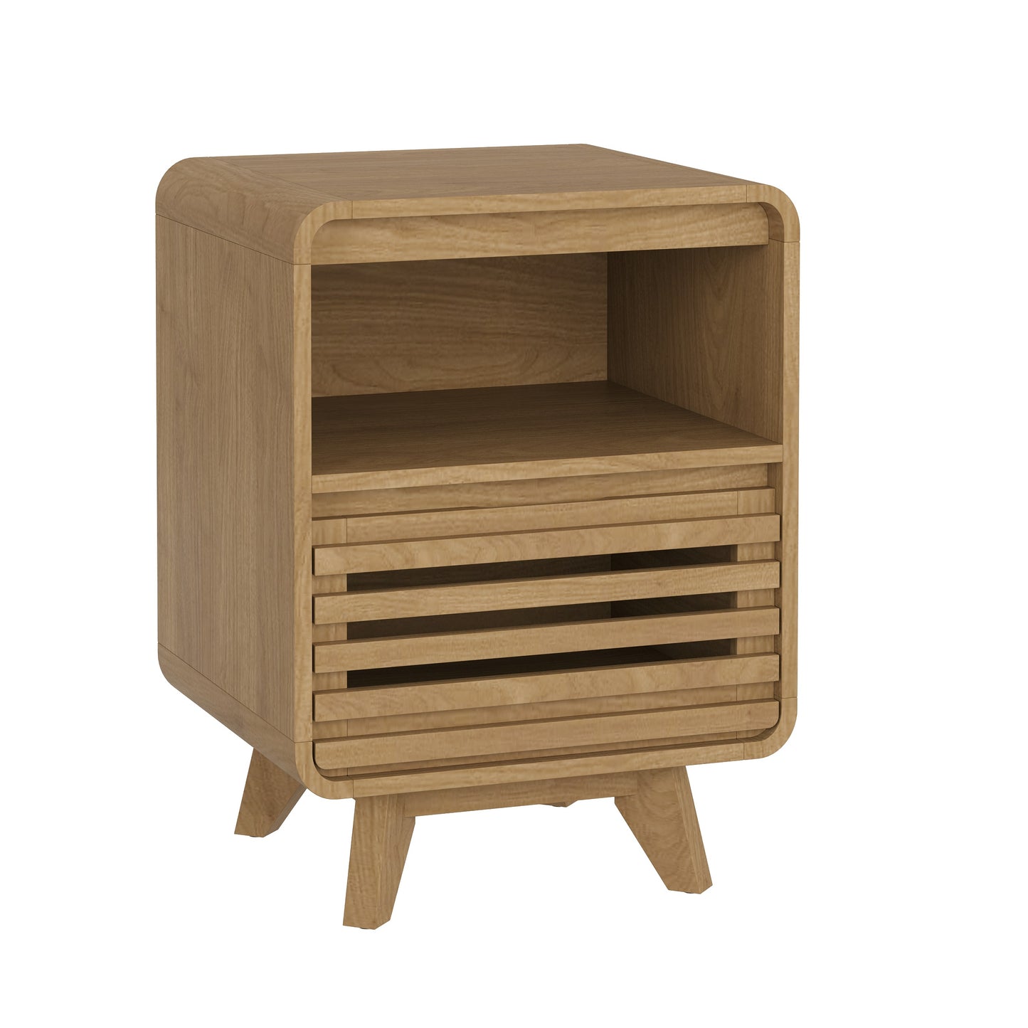 SOLACE FURNITURE Nightstand with Drawer Storage, Grille Bed Side Table