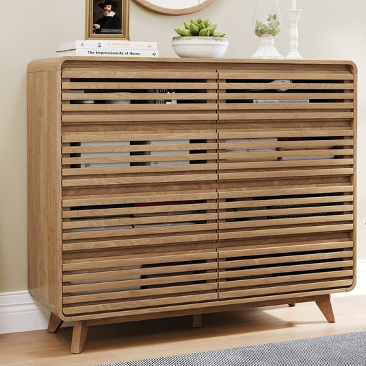 SOLACE FURNITURE 8 Drawer Dresser for Bedroom, Wooden Chest of Drawers with Rounded Corners