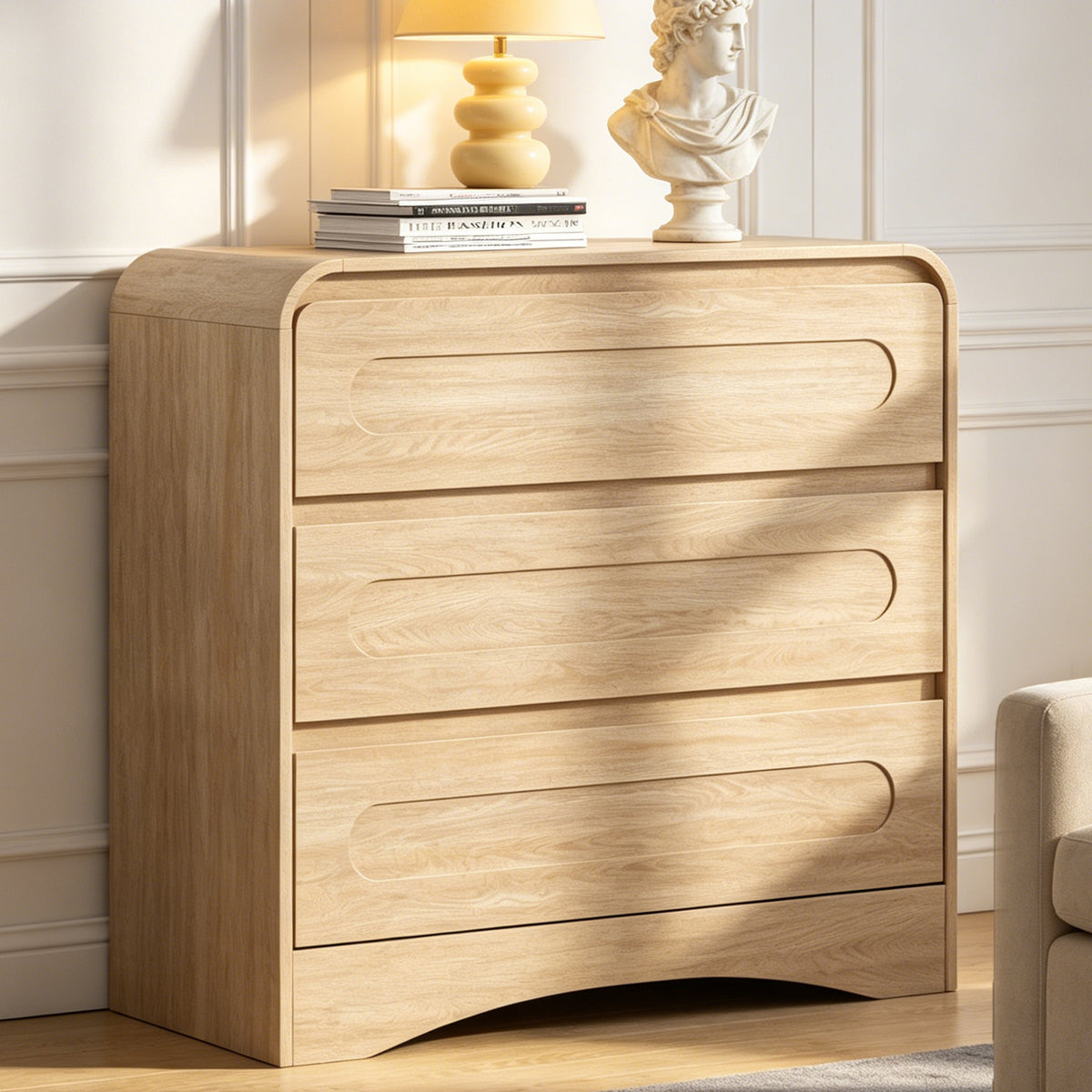 3 Drawer Dressers for Bedroom, 32" Wide Wood Storage Dresser Chest of Drawers Organizer