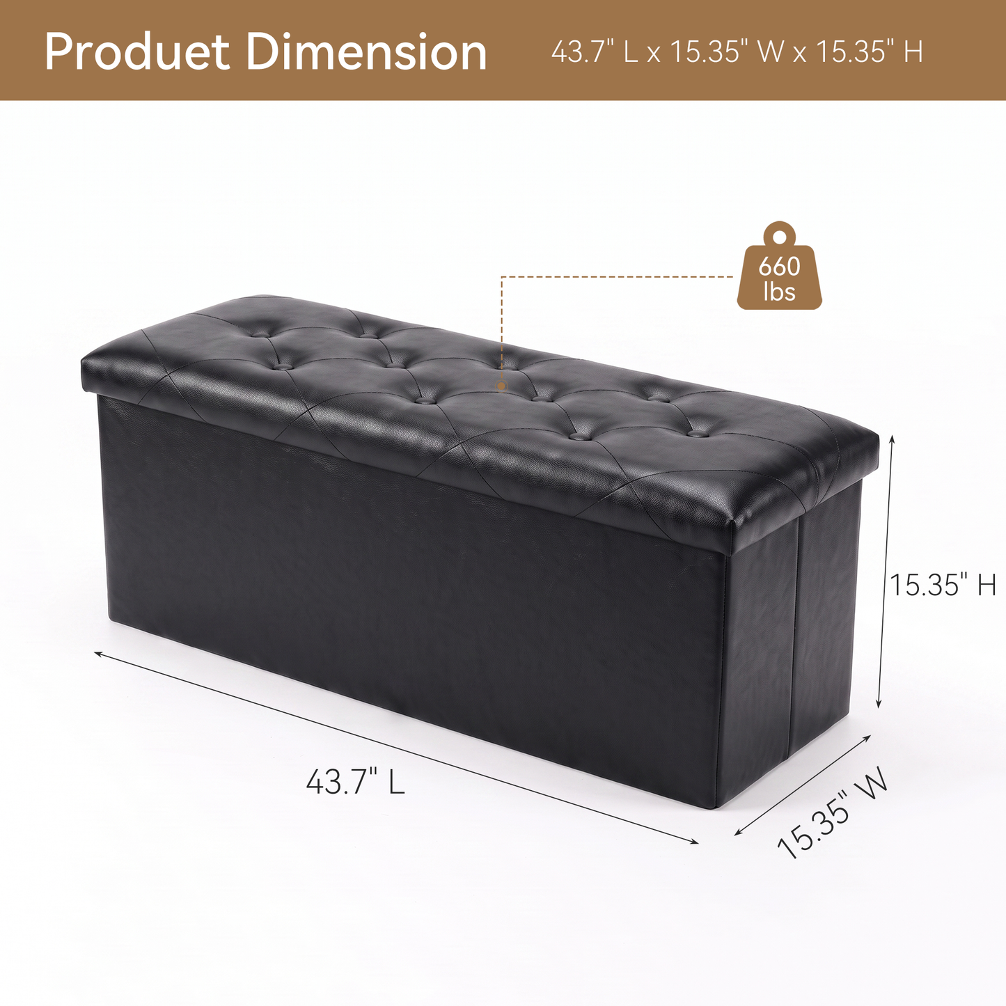 SOLACE FURNITURE Storage Bench, Foot Rest, End of Bed Bench, Storage Chest for Living Room, Bedroom, Entryway