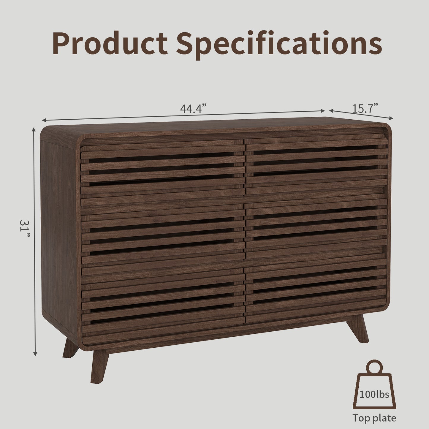 Fluted Dresser for Bedroom, Wide 6 Drawers Dresser, Chests of Drawers with Grille
