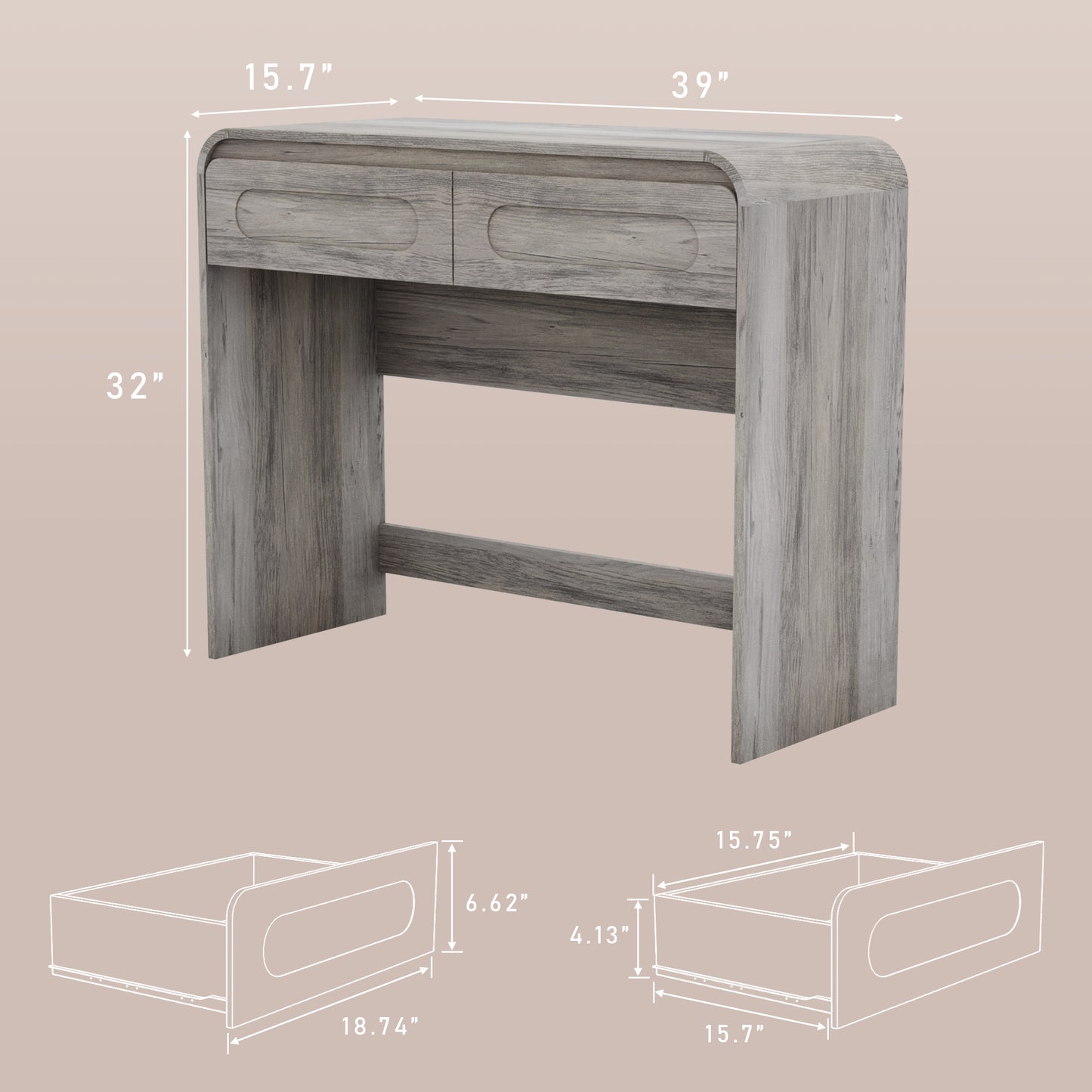 Vanity Desk, Makeup Vanity Desk with 2 Drawers Storage, Modern Makeup Vanity Dressing Table