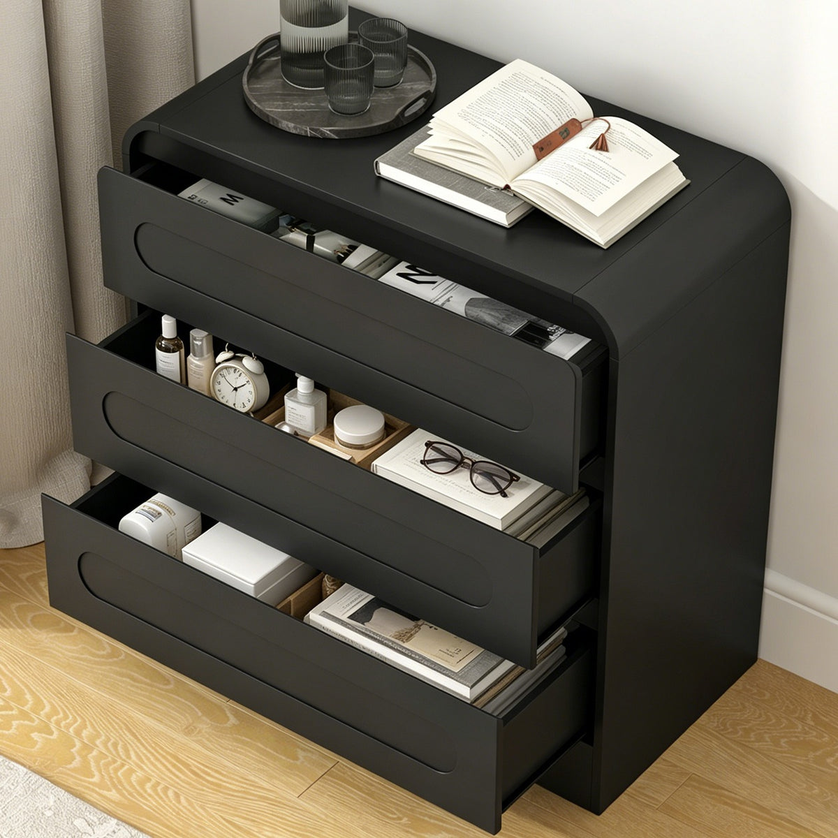 3 Drawer Dressers for Bedroom, 32" Wide Wood Storage Dresser Chest of Drawers Organizer