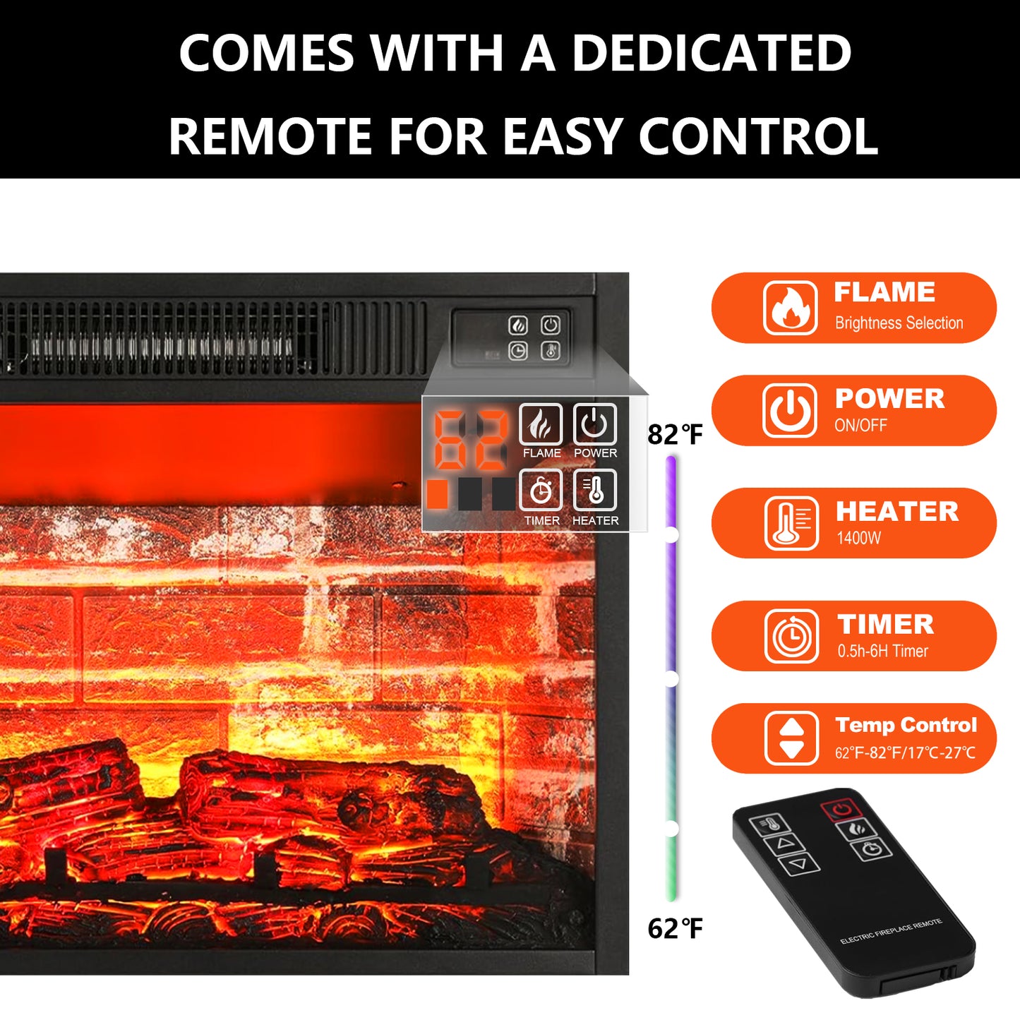 SOLACE FURNITURE 44" Electric Fireplace Mantel, TV Stand with Freestanding Electric Fireplace