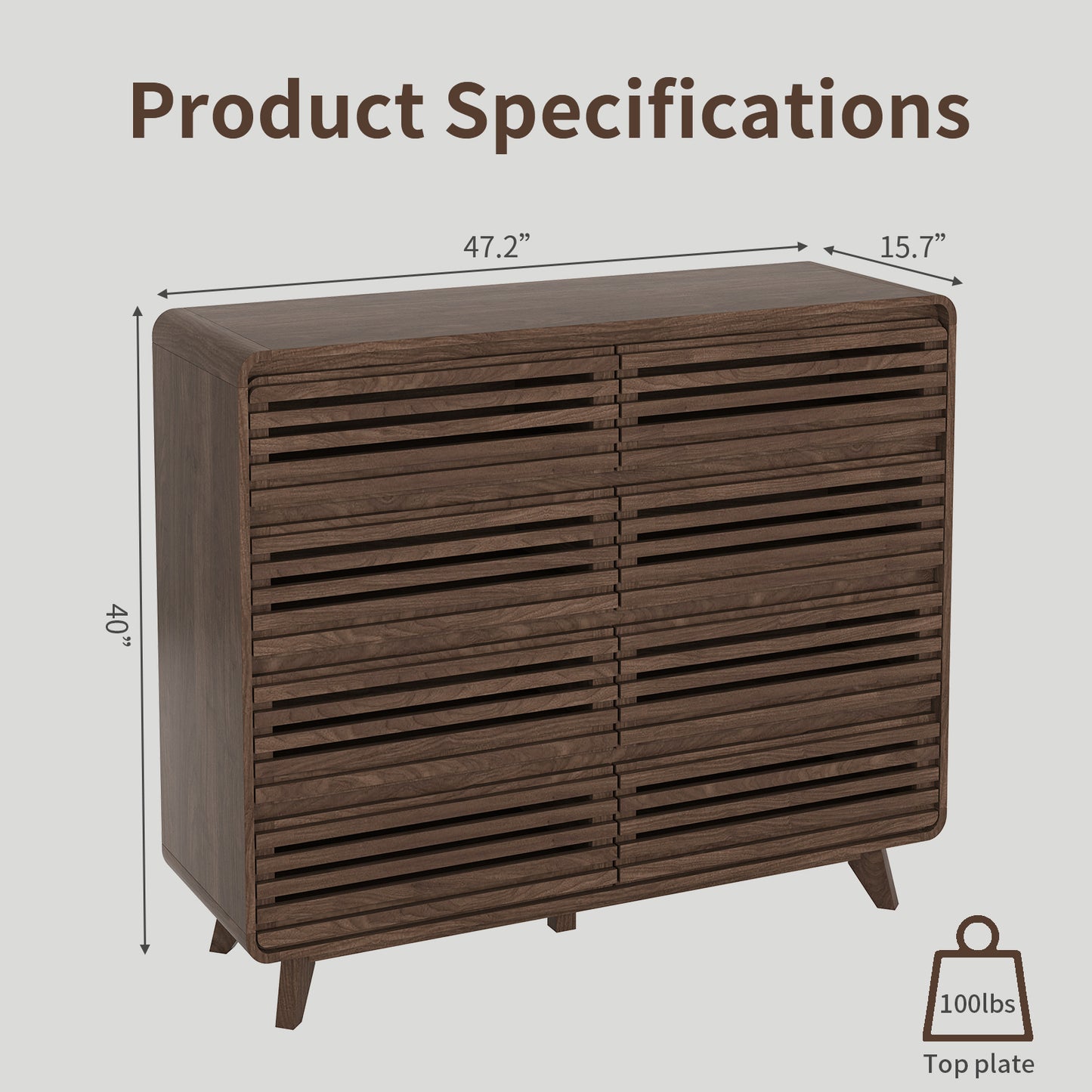 Fluted Dresser for Bedroom, Wide 8 Drawers Dresser, Chests of Drawers with Grille & Curved Design