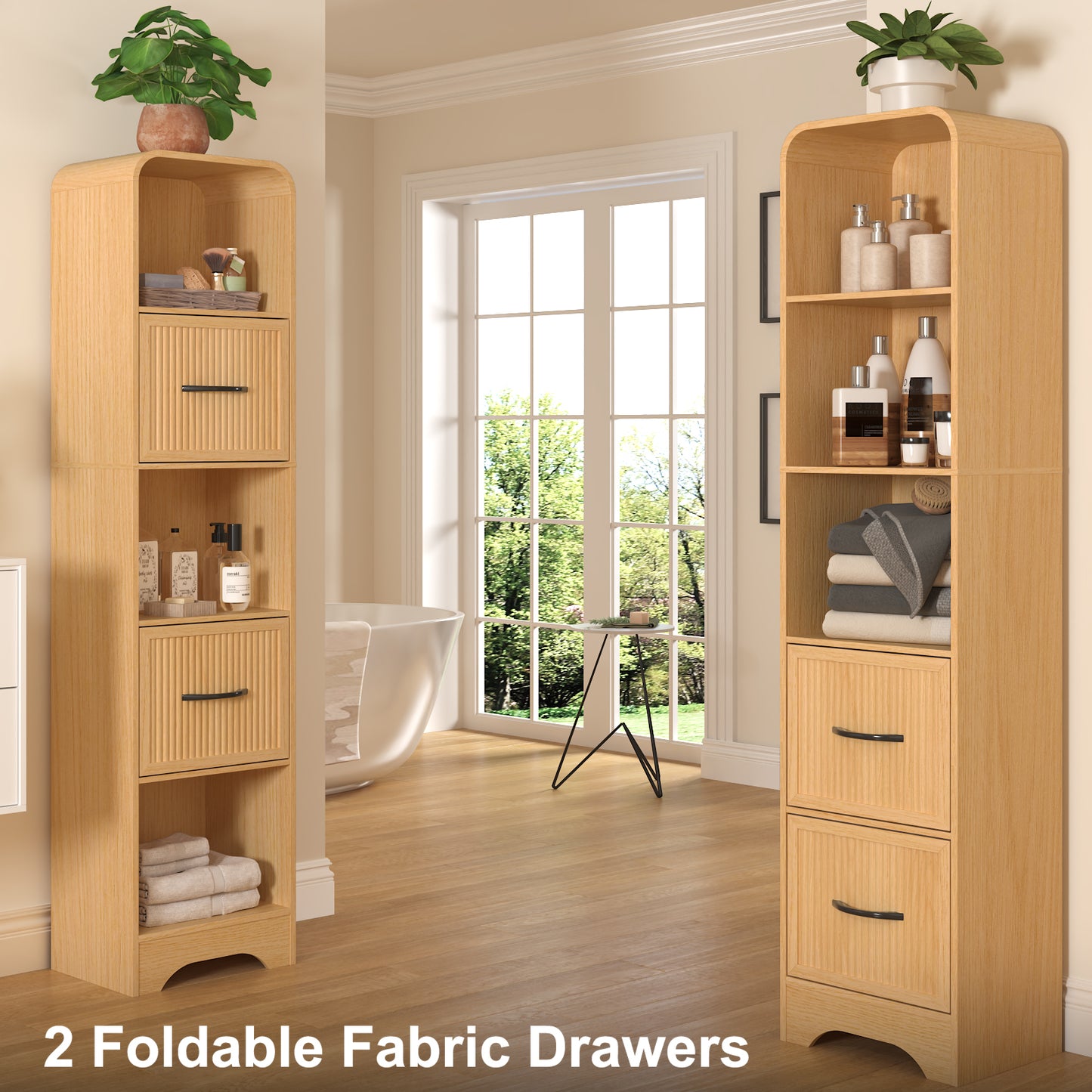 SOLACE FURNITURE 70" Modern Bookshelf with 2 Adjustable Bins, Wooden Bookcase for Office Apartment