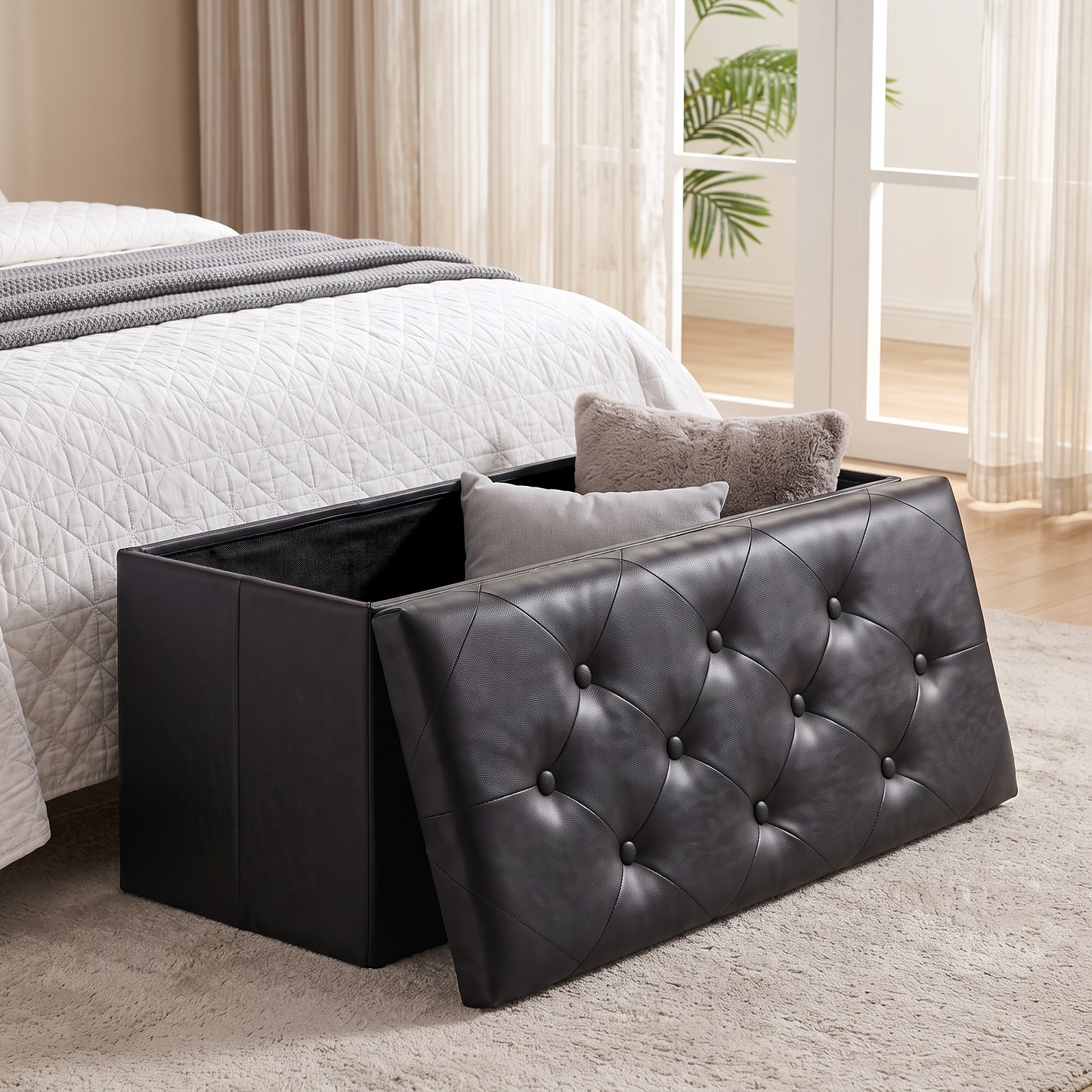 SOLACE FURNITURE Storage Bench, Foot Rest, End of Bed Bench, Storage Chest for Living Room, Bedroom, Entryway