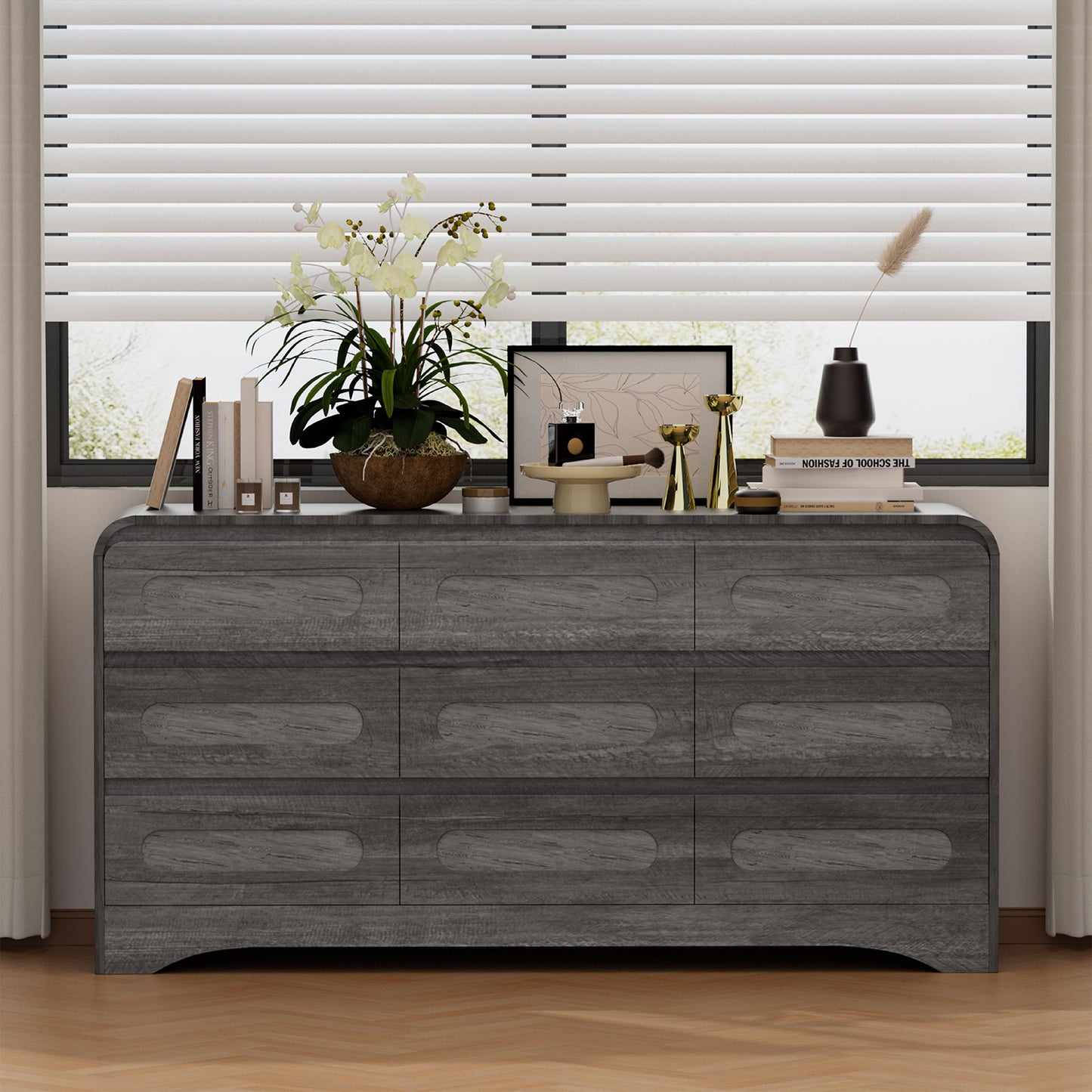 SOLACE FURNITURE 9 Drawers Dresser for Bedroom, 63" Wide Modern Dressers for Bedroom Living Room Hallway