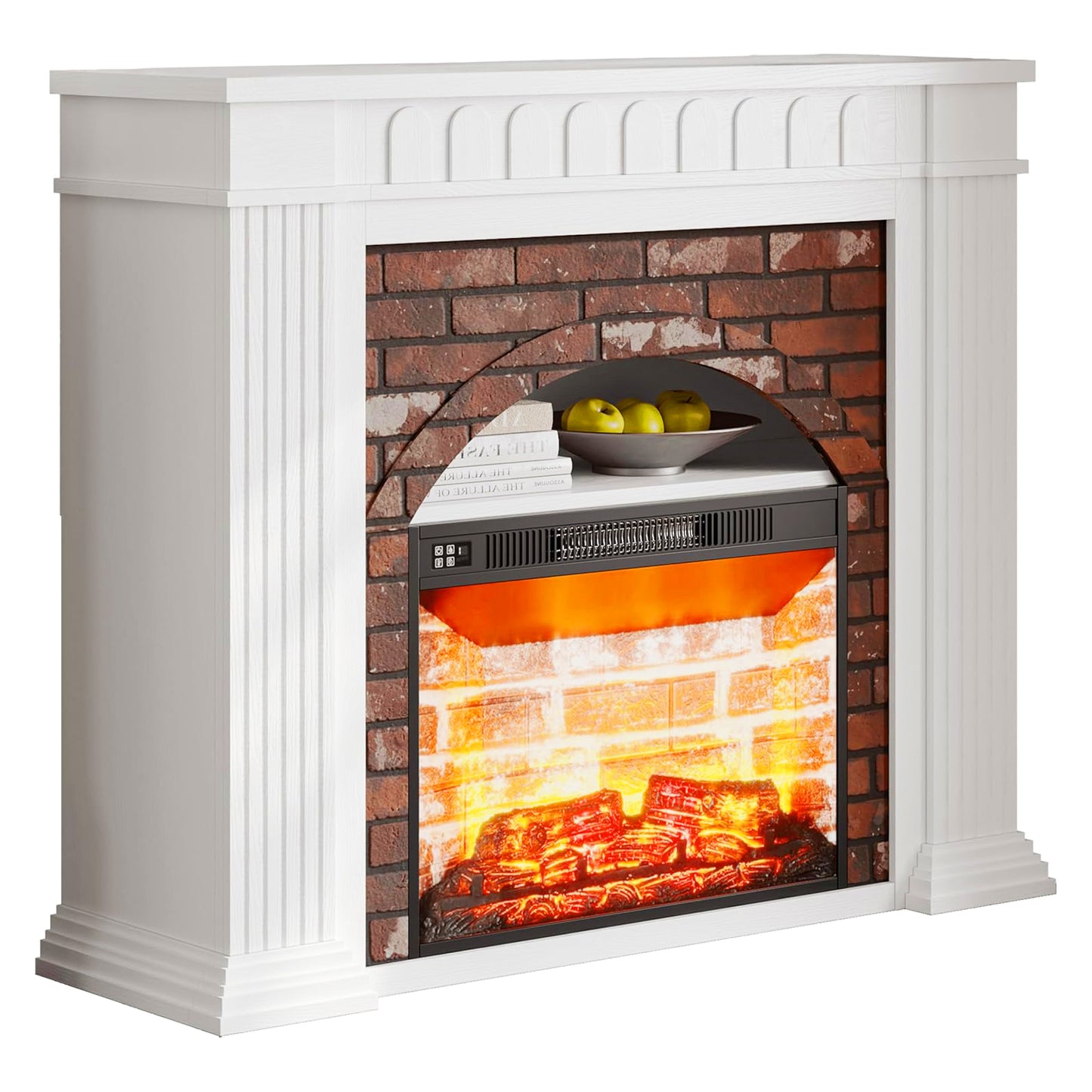 SOLACE FURNITURE 44" Electric Fireplace Mantel, TV Stand with Freestanding Electric Fireplace