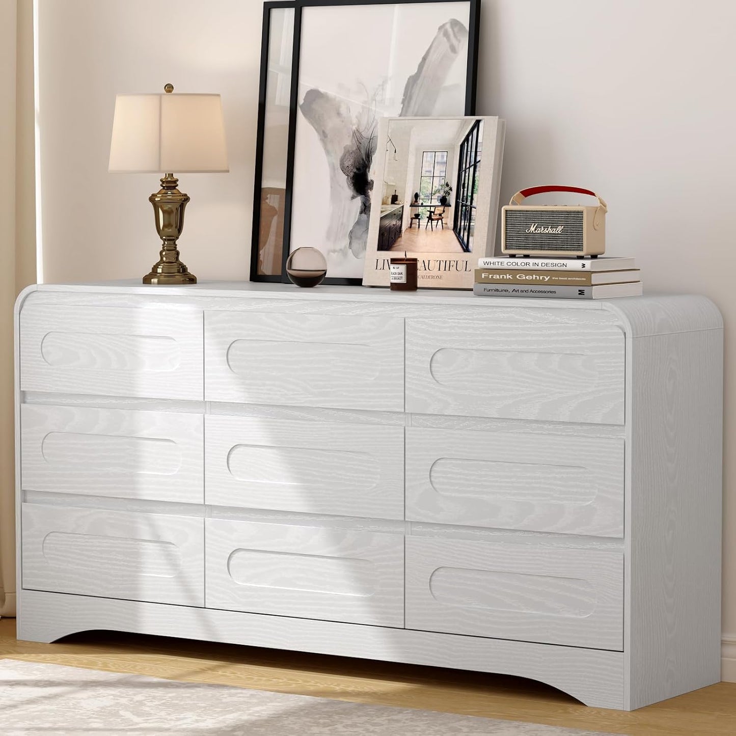 SOLACE FURNITURE 9 Drawers Dresser for Bedroom, 63" Wide Modern Dressers for Bedroom Living Room Hallway
