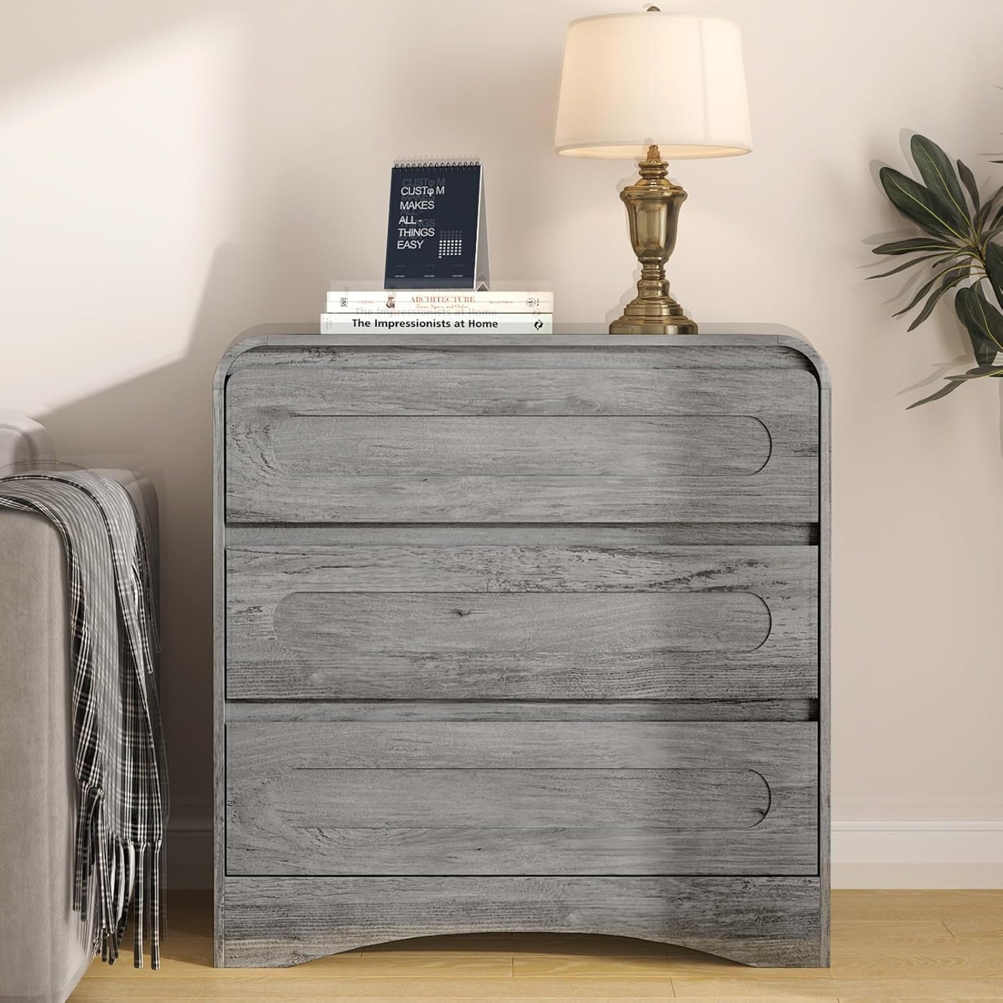 3 Drawer Dressers for Bedroom, 32" Wide Wood Storage Dresser Chest of Drawers Organizer