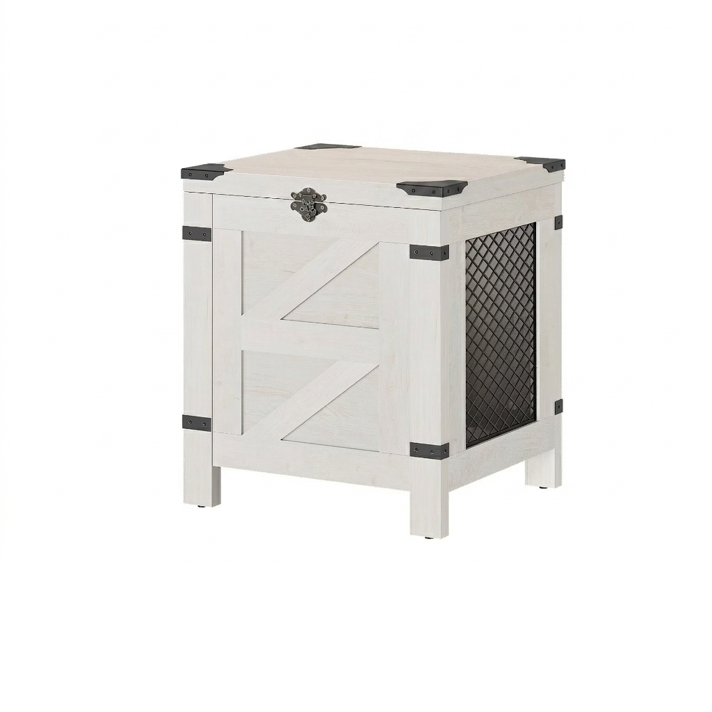 Small Space Side Table, Lift Top End Table, Rustic Nightstand with Storage Cabinet & Lock