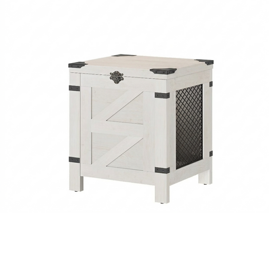 Small Space Side Table, Lift Top End Table, Rustic Nightstand with Storage Cabinet & Lock