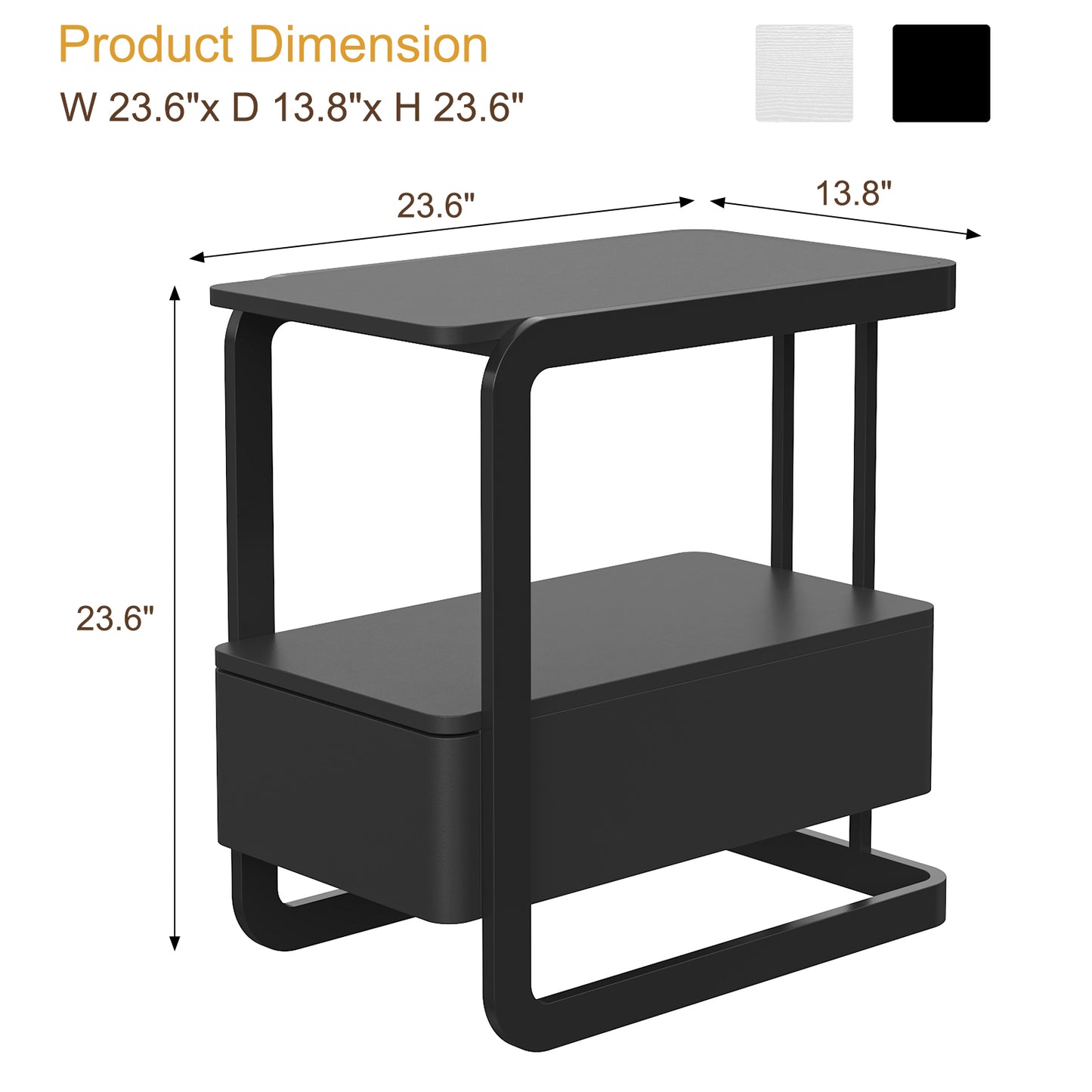 SOLACE FURNITURE Nightstand with Drawer and Shelves for Living Room Bedroom