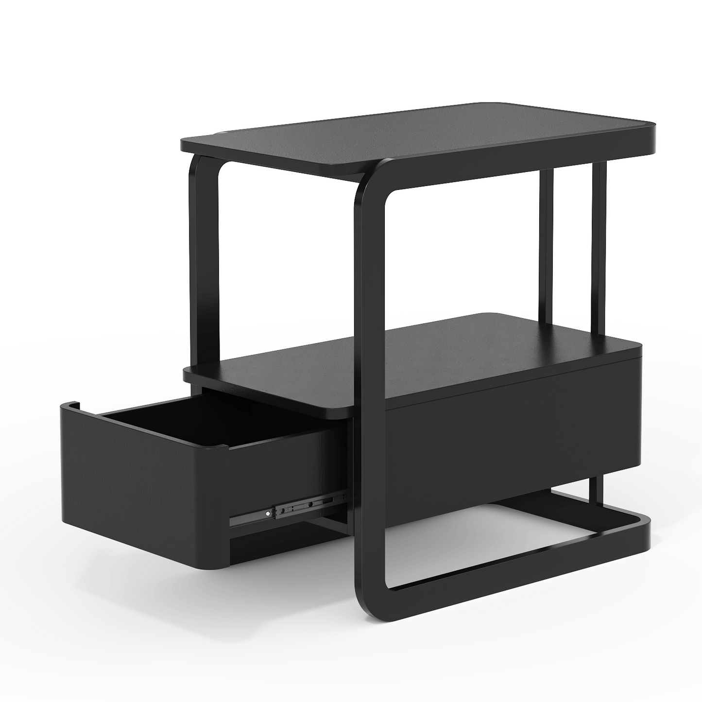 SOLACE FURNITURE Nightstand with Drawer and Shelves for Living Room Bedroom