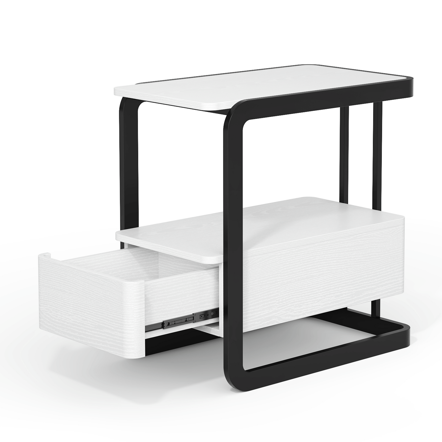 SOLACE FURNITURE Nightstand with Drawer and Shelves for Living Room Bedroom