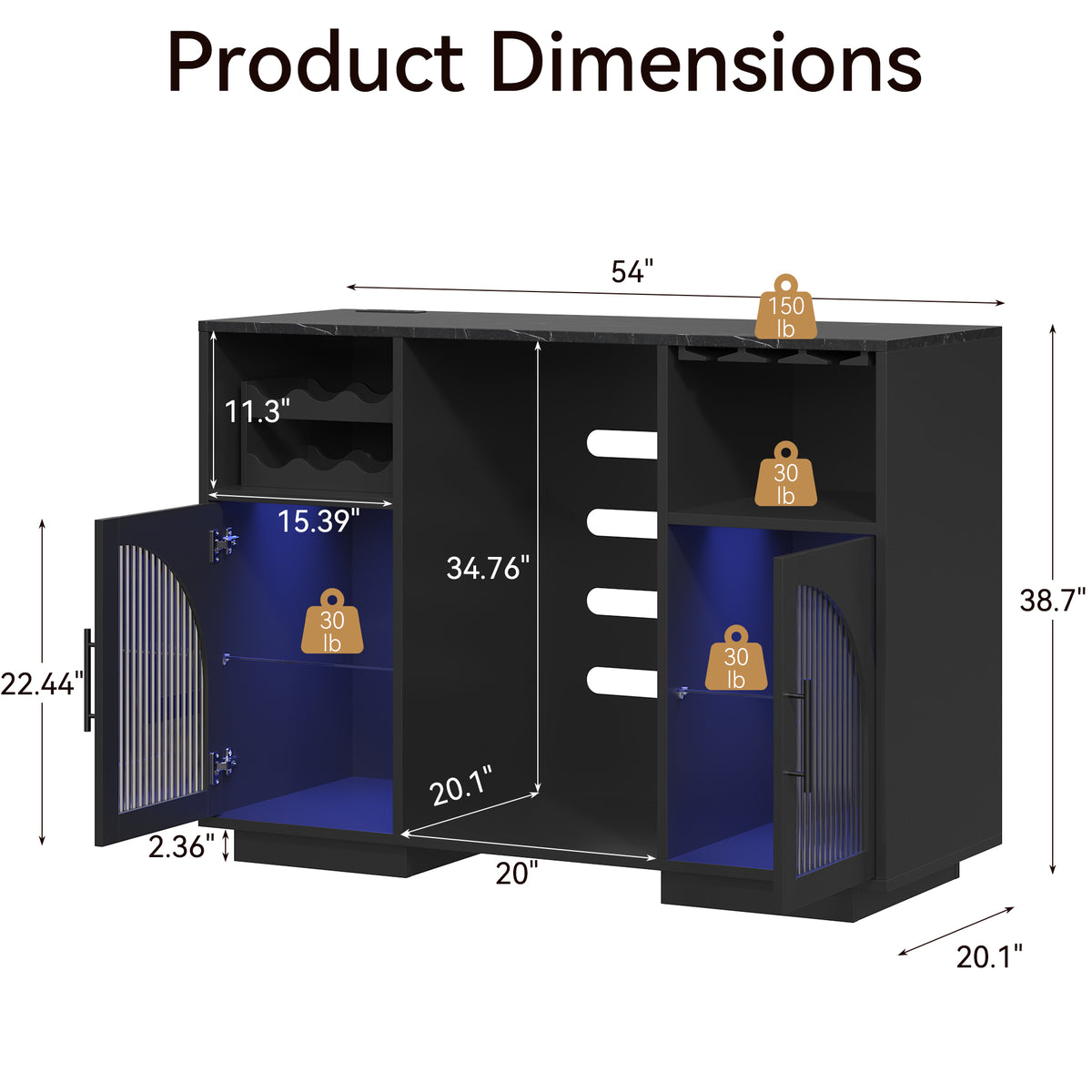 Coffee Bar Wine Cabinet with 6 Wine Rack, Adjustable Shelves, Glass Holder - Modern Home Liquor Bar Cabinet for Kitchen & Living Room