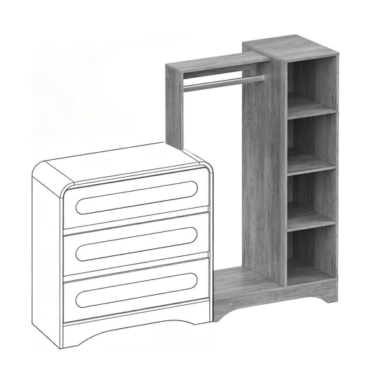 Clothing Rack with Shelves, Wood Garment Rack Fit for 32"H Dresser