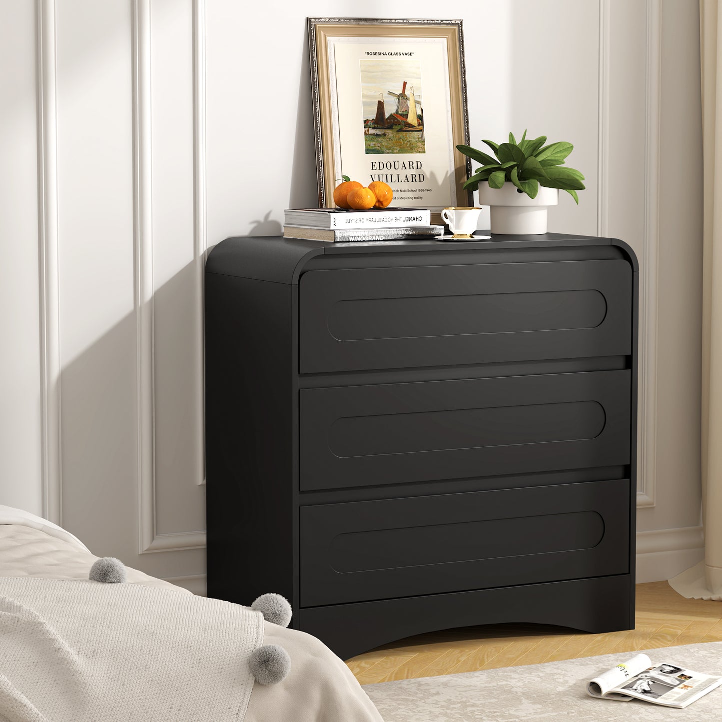 3 Drawer Dressers for Bedroom, 32" Wide Wood Storage Dresser Chest of Drawers Organizer