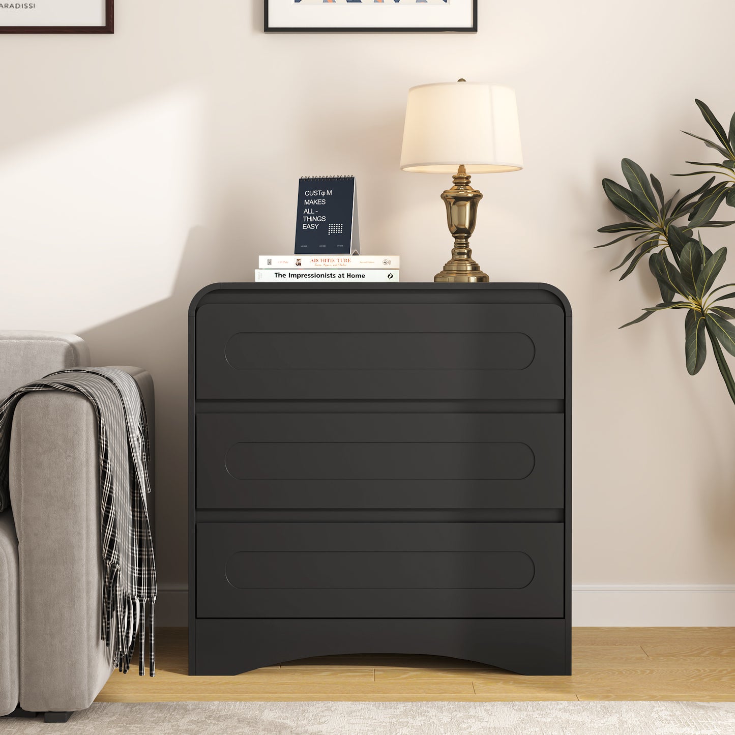 3 Drawer Dressers for Bedroom, 32" Wide Wood Storage Dresser Chest of Drawers Organizer