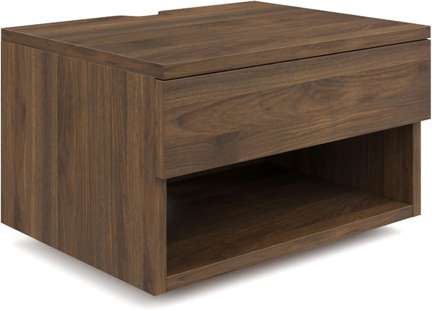 Oak Floating Bedside Table with Drawer, Wall Mount Nightstand, 15.7" Wide Modern Bedside Organizer