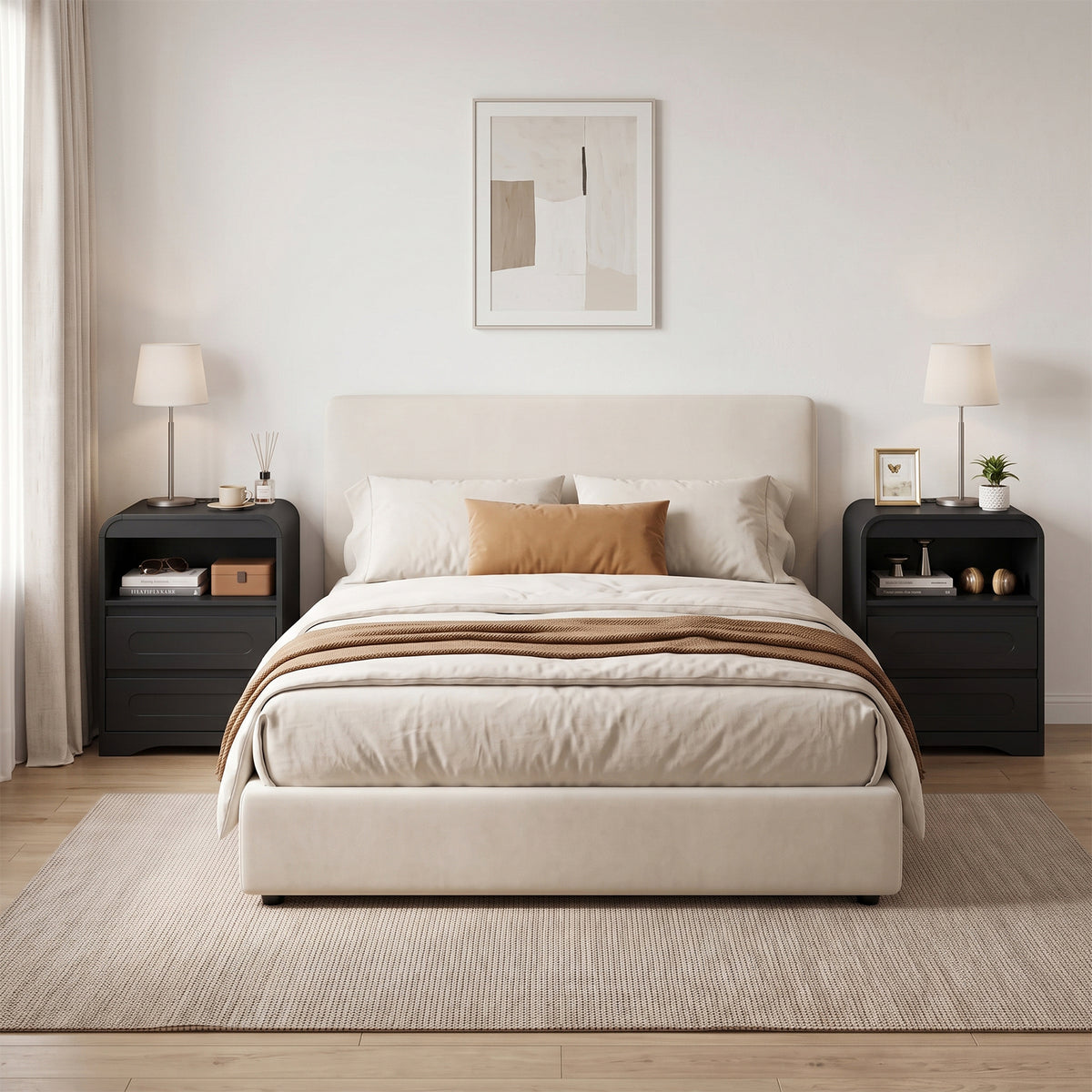 Nightstand Set With Storage And Built-In Outlets (Set Of 2)