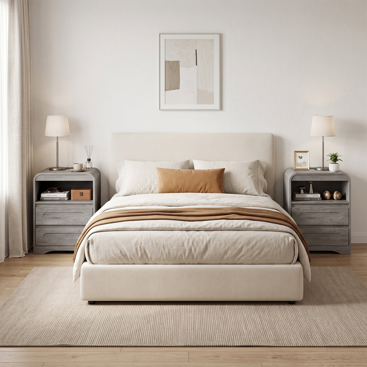Nightstand Set With Storage And Built-In Outlets (Set Of 2)