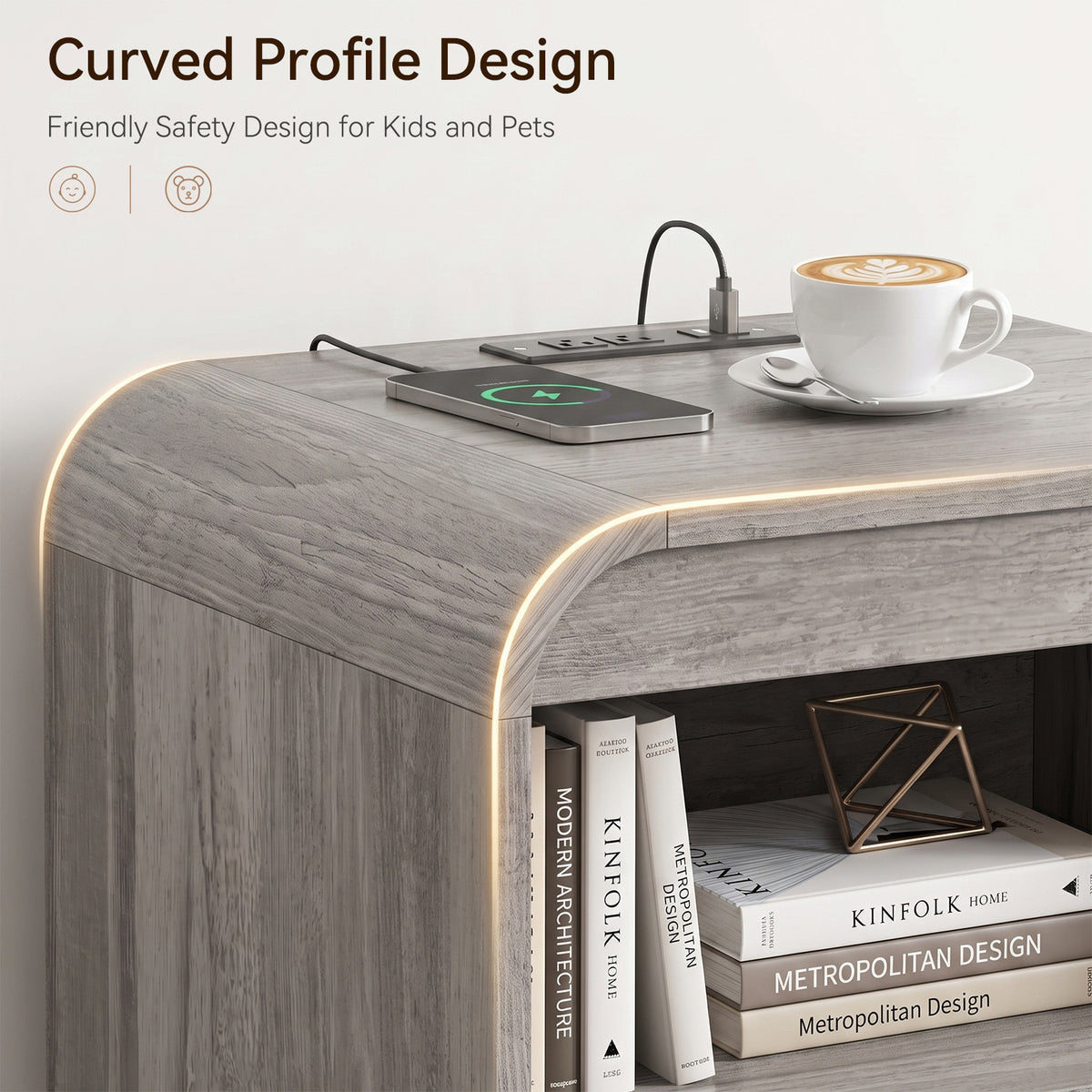 Nightstand Set With Storage And Built-In Outlets (Set Of 2)