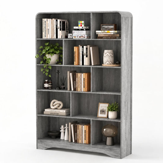 70" Tall Bookshelf, 5 Tier Bookcase with Drawer