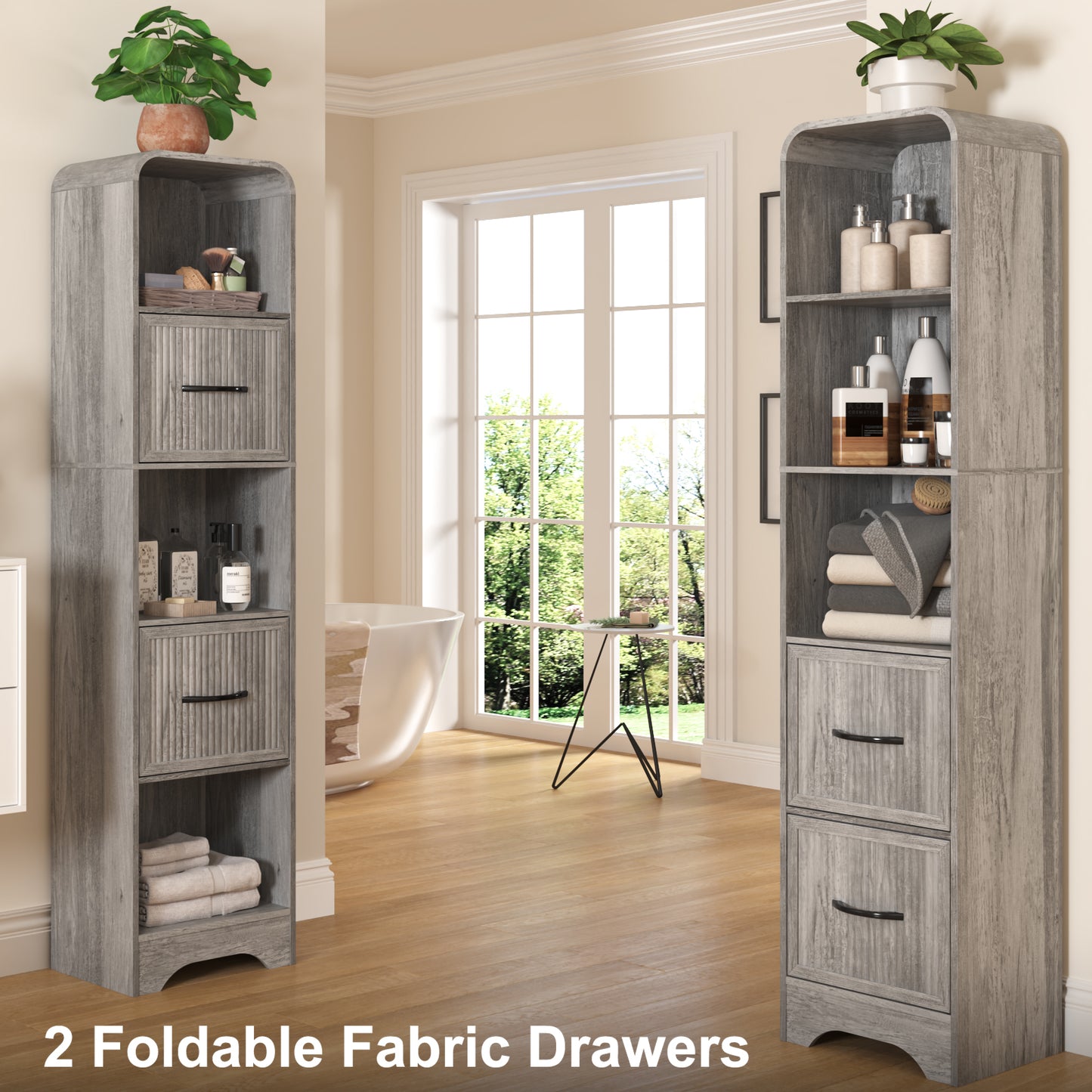 SOLACE FURNITURE 70" Modern Bookshelf with 2 Adjustable Bins, Wooden Bookcase for Office Apartment