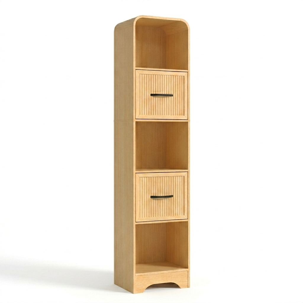 SOLACE FURNITURE 70" Modern Bookshelf with 2 Adjustable Bins, Wooden Bookcase for Office Apartment