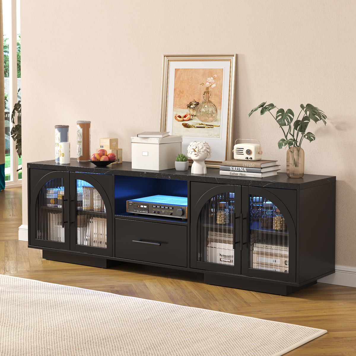TV Stand with Drawers, Media Console for 80" TVs