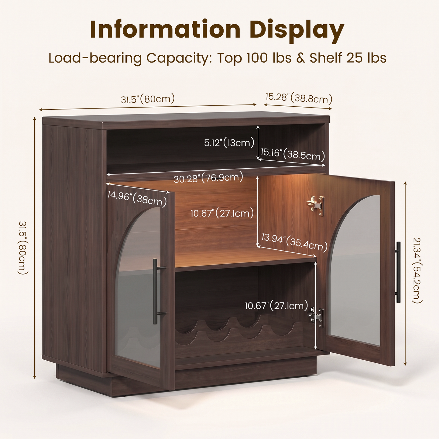 Sideboard Buffet Cabinet with Removable Wine Rack, Coffee Bar Cabinet with Open Shelf