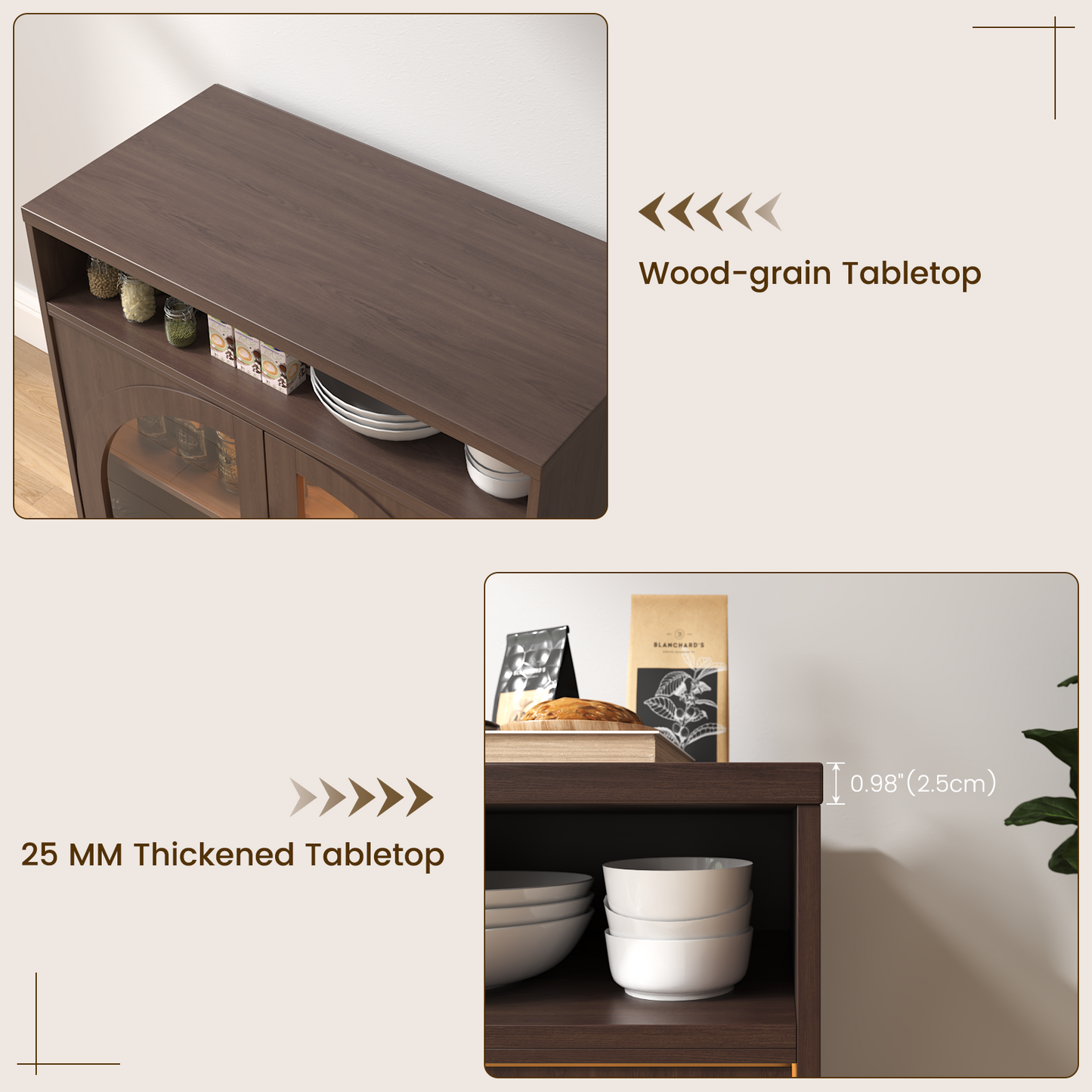 Sideboard Buffet Cabinet with Removable Wine Rack, Coffee Bar Cabinet with Open Shelf