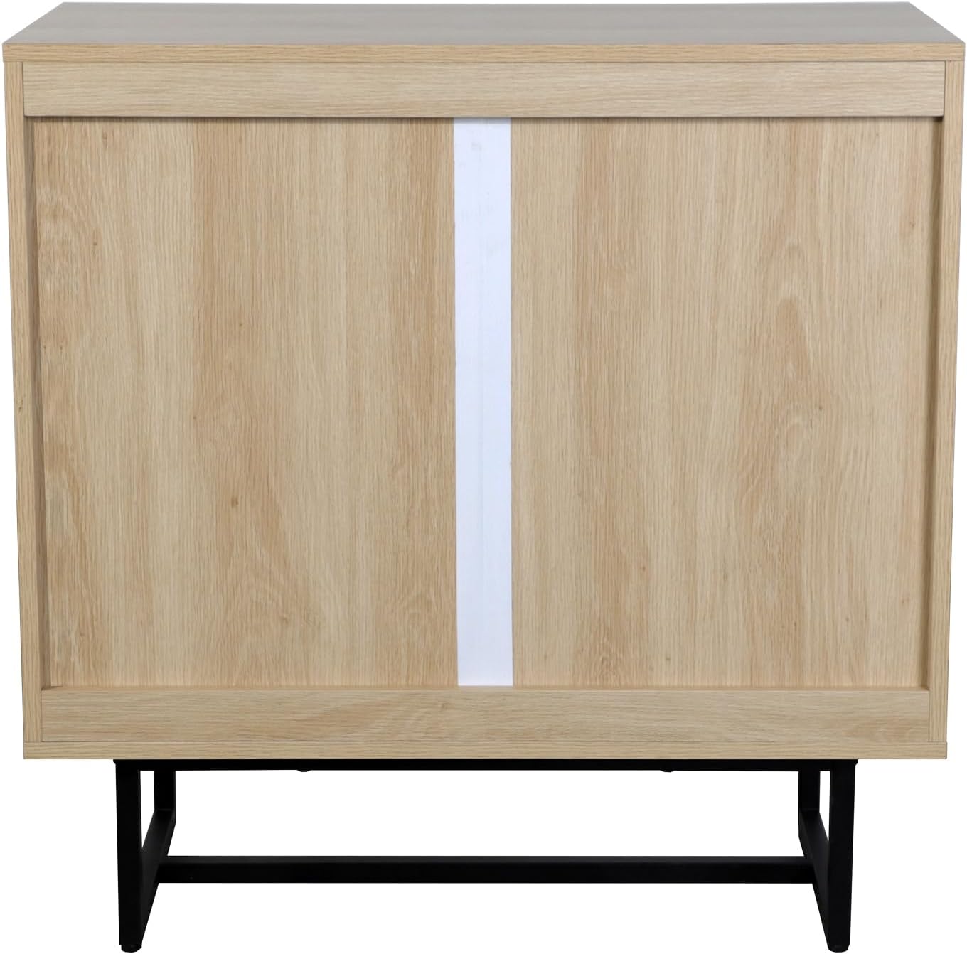 Accent Sideboard Storage Cabinet with Rattan Doors & 2-Tier Organizer Shelf